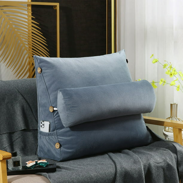 Triangular Wedge Lumbar Pillow Support Cushion Backrest Neck Bed Sofa Headboard